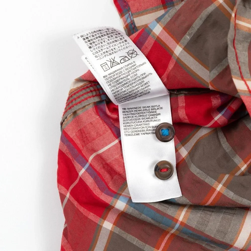 The North Face Men's Red Multicolor Plaid‎ Short Sleeve Hiking Shirt Medium